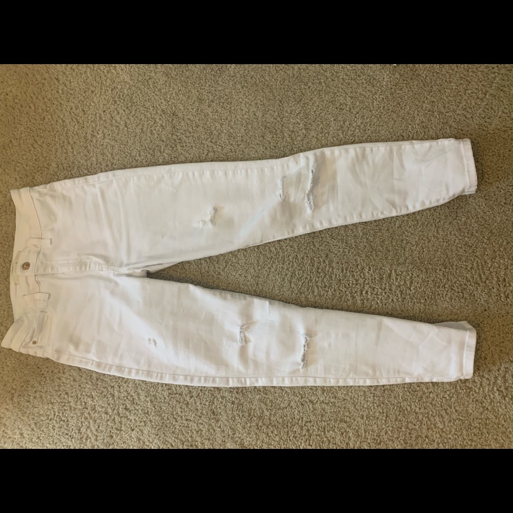 Joe’s Distressed White Skinny High Waisted Jeans